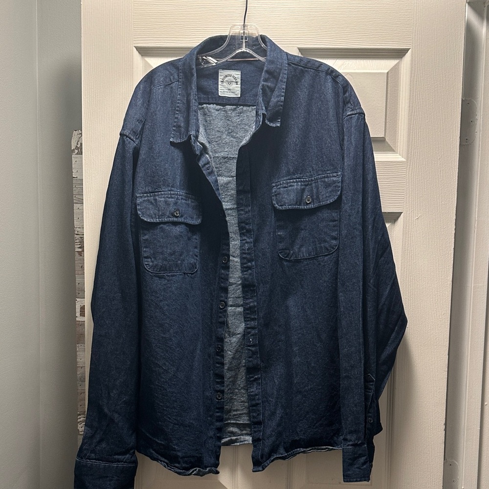 Men's Dark Blue Casual Shirt Jacket